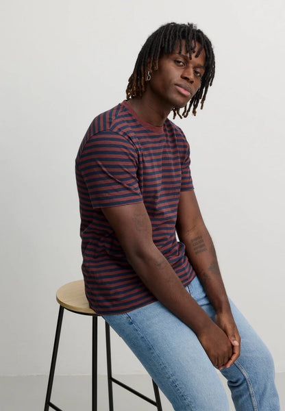 recolution - T-Shirt DELONIX STRIPES dark plum - WERTE FREUNDE