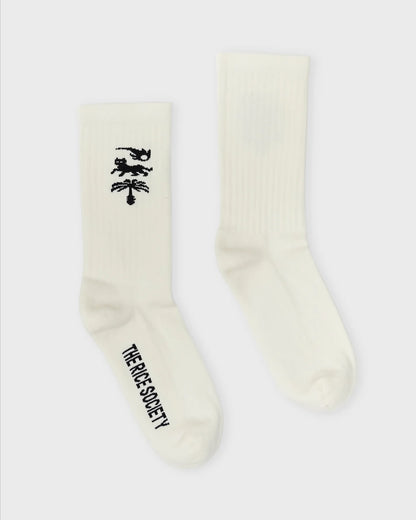 Rice - AVY ORGANIC CREW SOCK Ecru/Black - WERTE FREUNDE