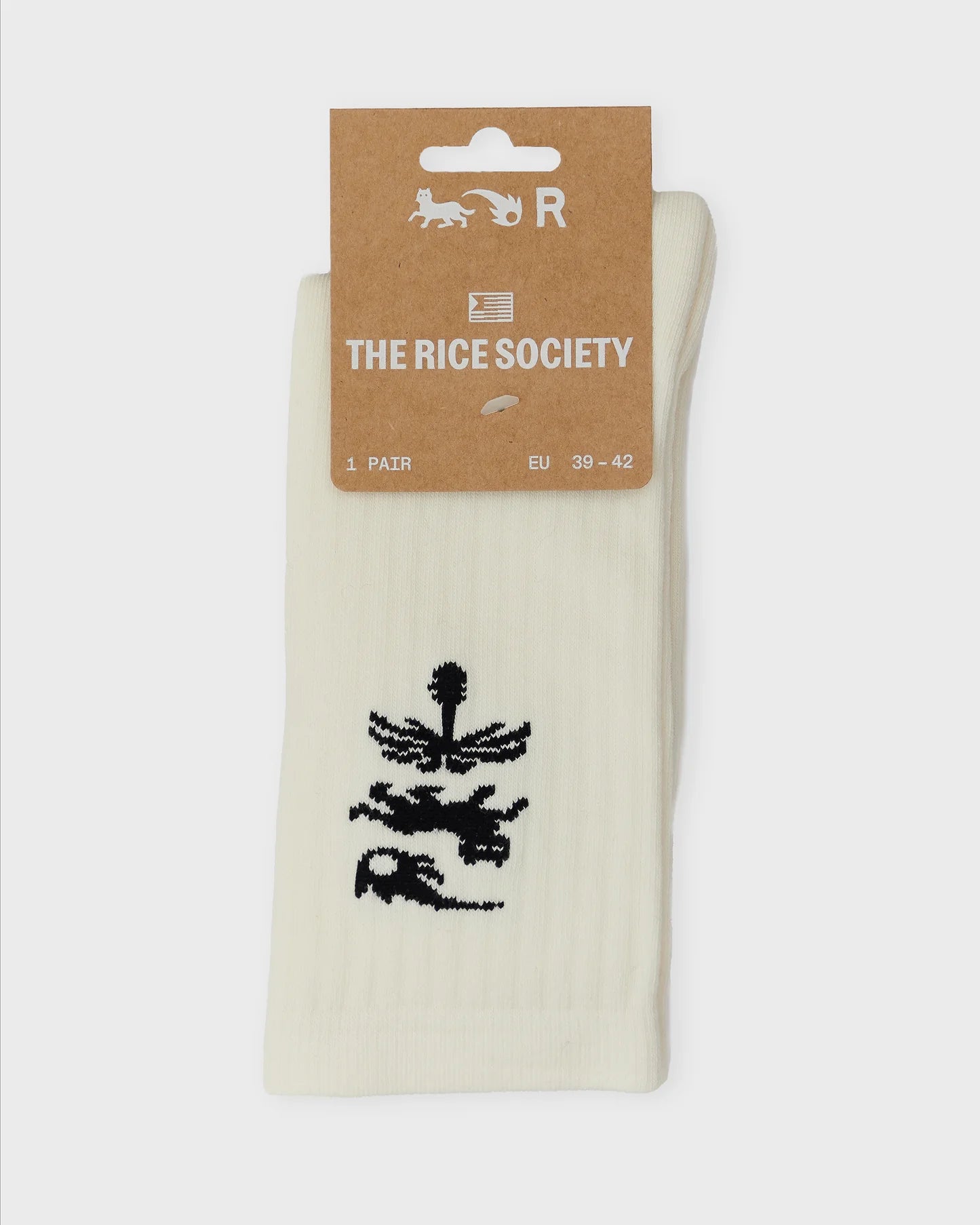 Rice - AVY ORGANIC CREW SOCK Ecru/Black - WERTE FREUNDE