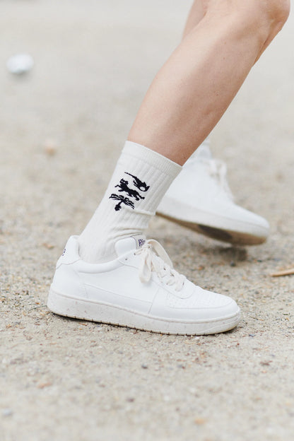 Rice - AVY ORGANIC CREW SOCK Ecru/Black - WERTE FREUNDE