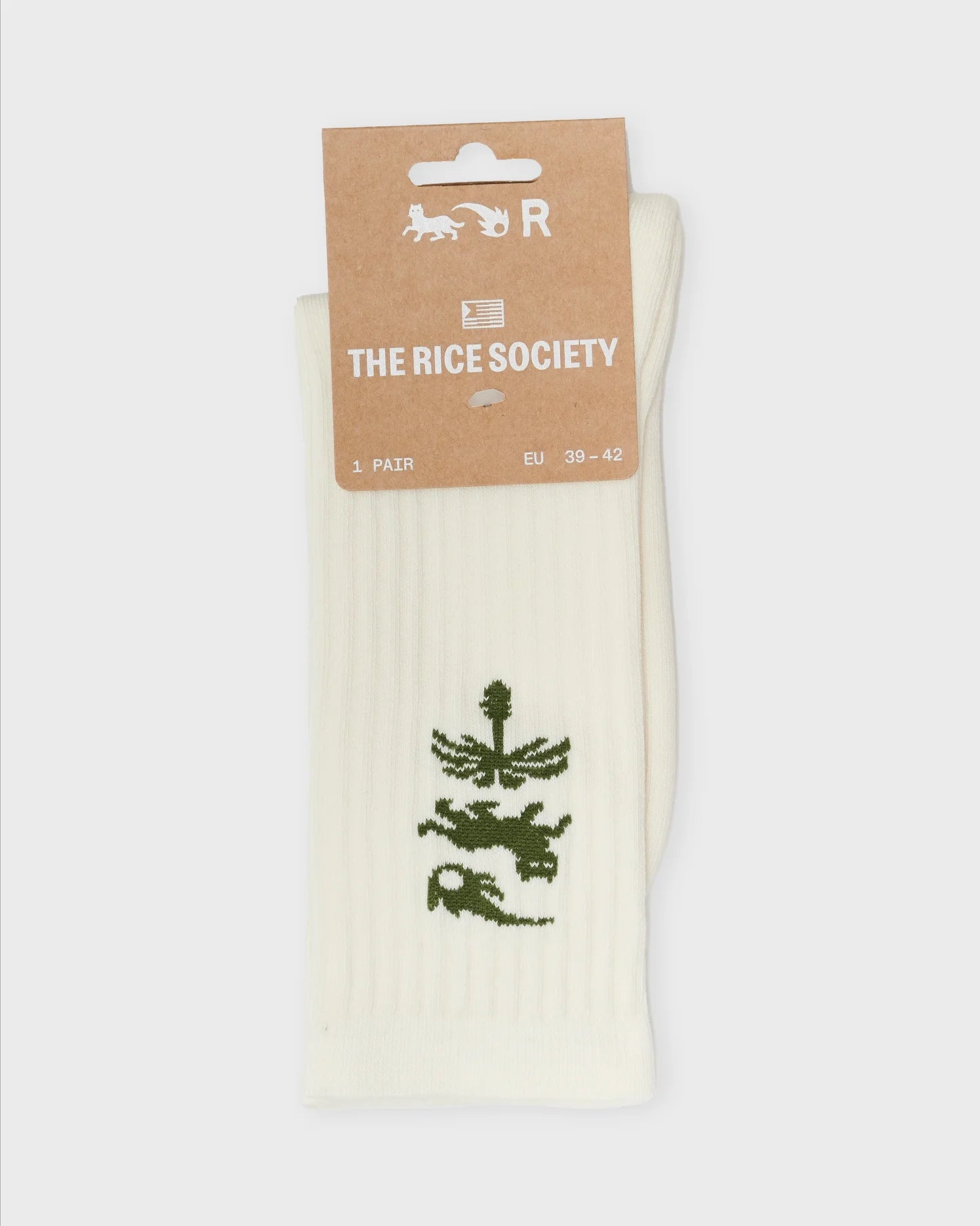 Rice - AVY ORGANIC CREW SOCK Ecru/Green - WERTE FREUNDE