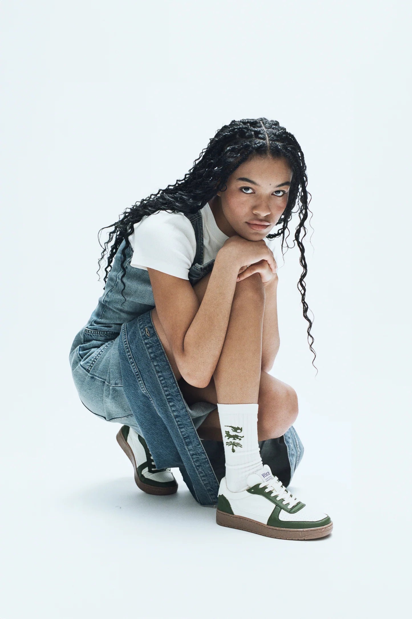 Rice - AVY ORGANIC CREW SOCK Ecru/Green - WERTE FREUNDE