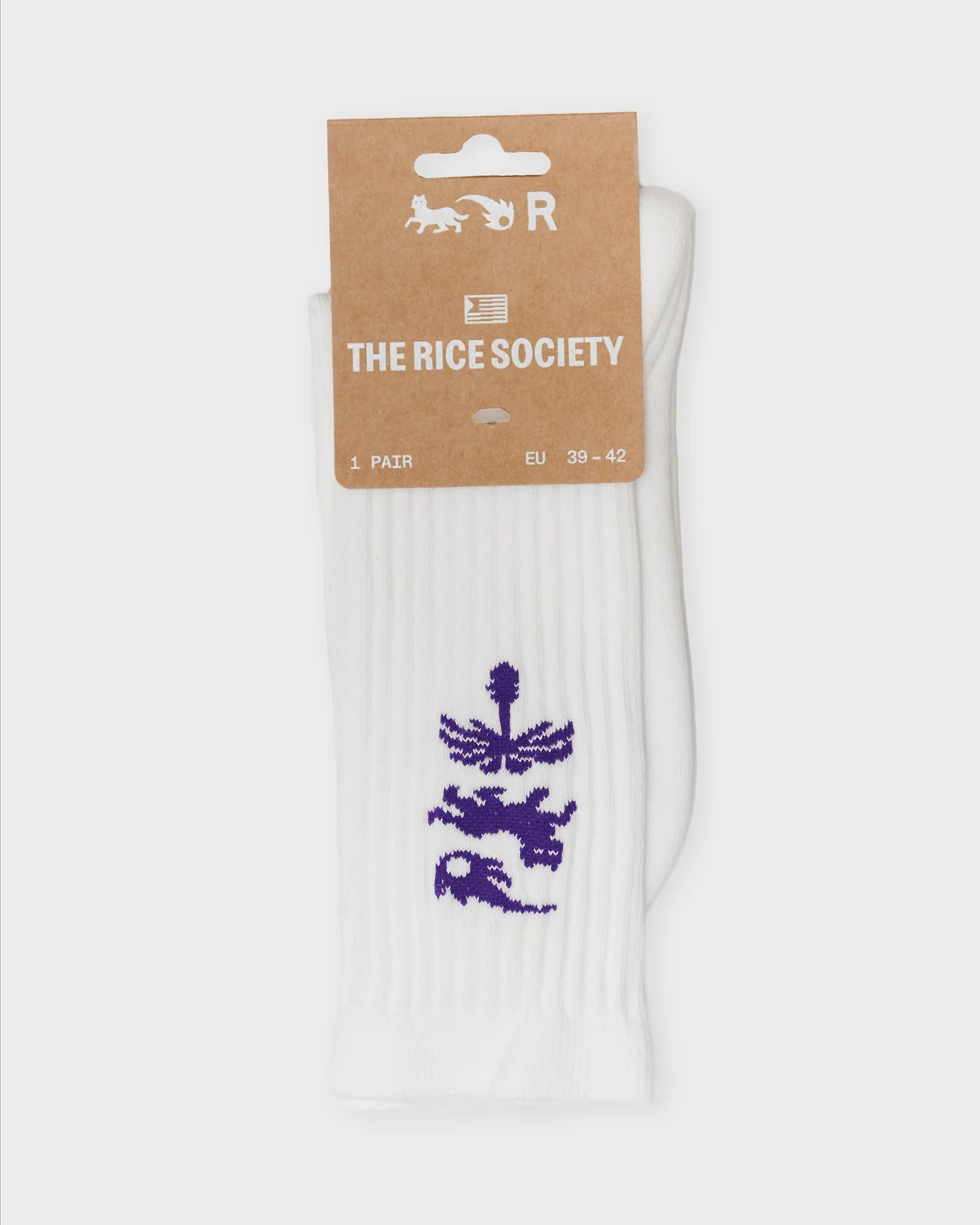 Rice - AVY ORGANIC CREW SOCK White/Purple - WERTE FREUNDE