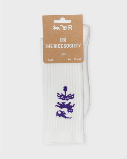 Rice - AVY ORGANIC CREW SOCK White/Purple - WERTE FREUNDE
