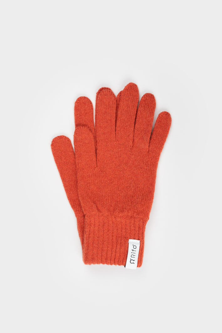 Rifo - Anita Women's Recycled Cashmere Gloves Orange Siena - WERTE FREUNDE