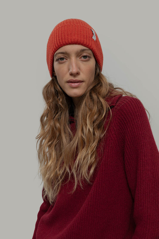 Rifo - Marcello Recycled Cashmere Beanie Orange Siena - WERTE FREUNDE