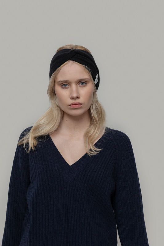 Rifo - Nadia Women's Recycled Cashmere Headband Black Ardesia - WERTE FREUNDE