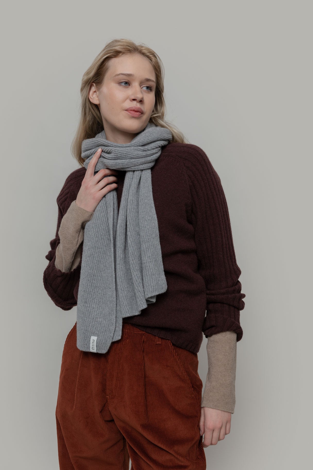 Rifo - Federico Recycled Cashmere Scarf Grey Calce - WERTE FREUNDE