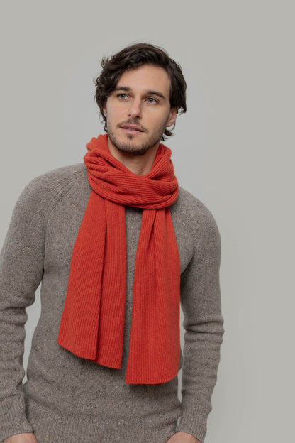 Rifo - Federico Recycled Cashmere Scarf Orange Siena - WERTE FREUNDE