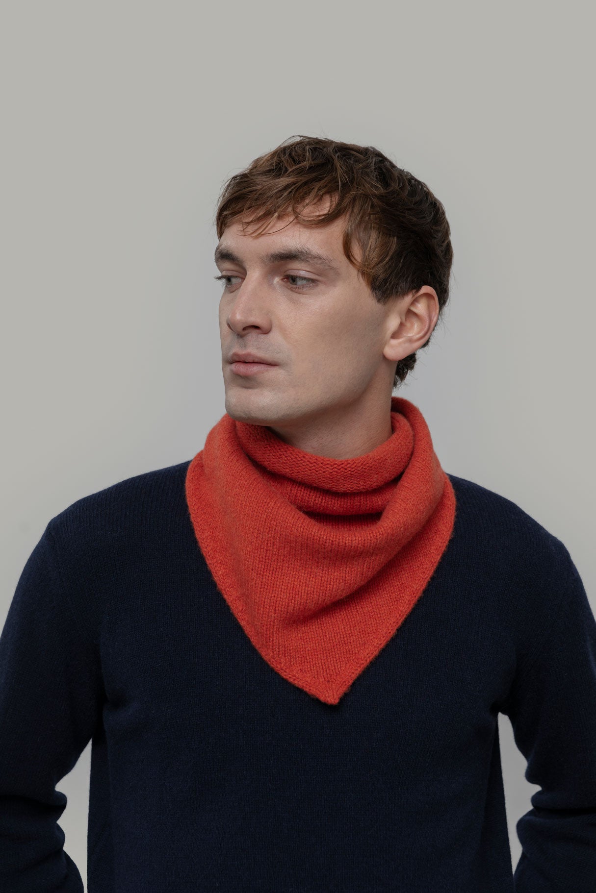 Rifo - Masha Unisex Recycled Cashmere Bandana Orange Siena - WERTE FREUNDE