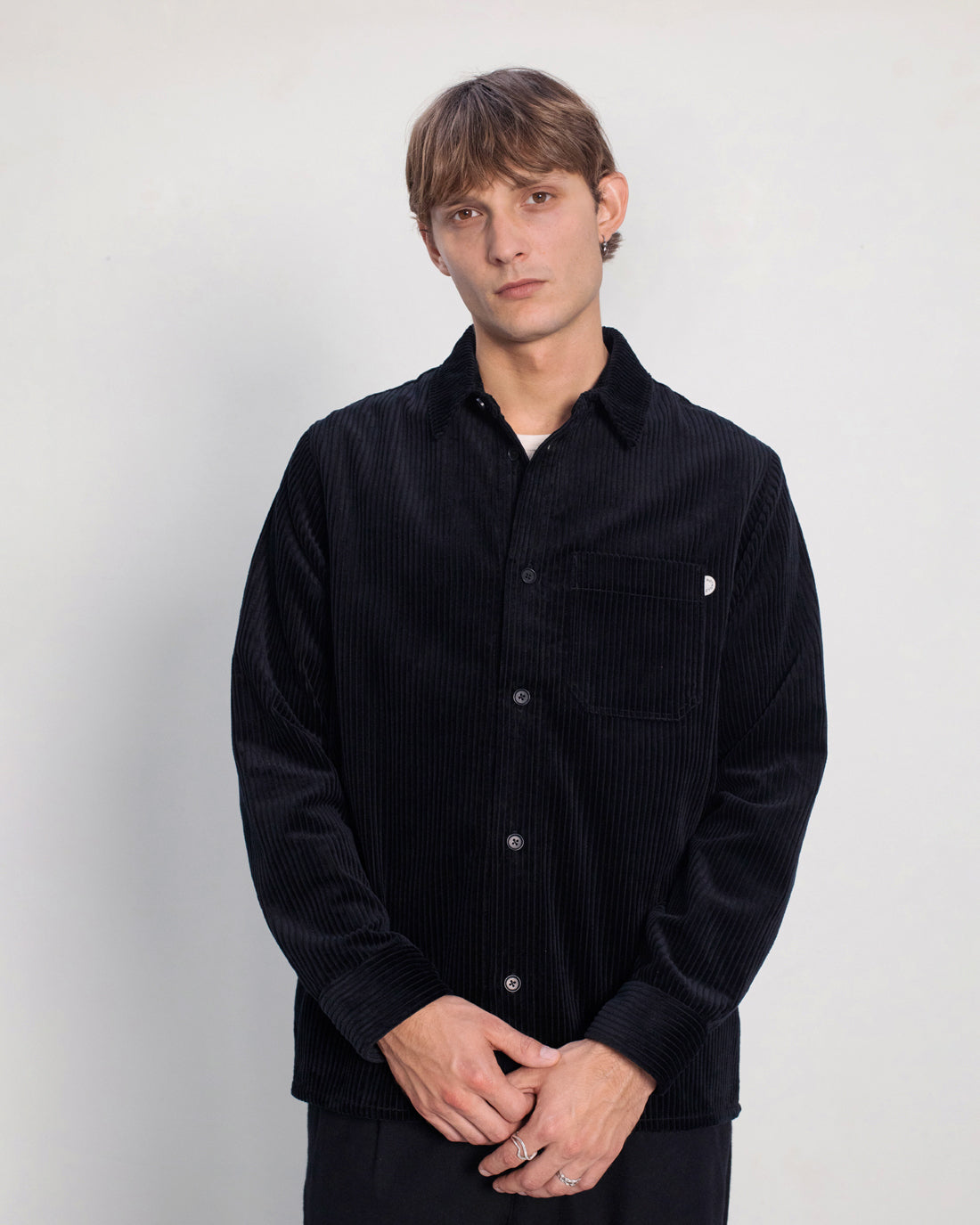 ROTHOLZ - Cord Casual Shirt Organic Cotton True Black - WERTE FREUNDE