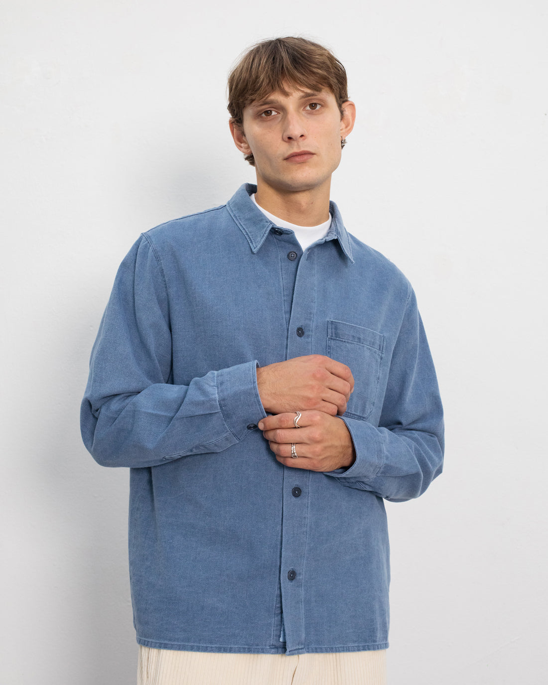 ROTHOLZ - Denim Casual Shirt Recycled Cotton Washed Denim - WERTE FREUNDE