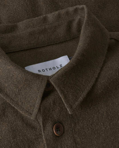 ROTHOLZ - Flannel Casual Shirt Organic Cotton Twill Brown - WERTE FREUNDE