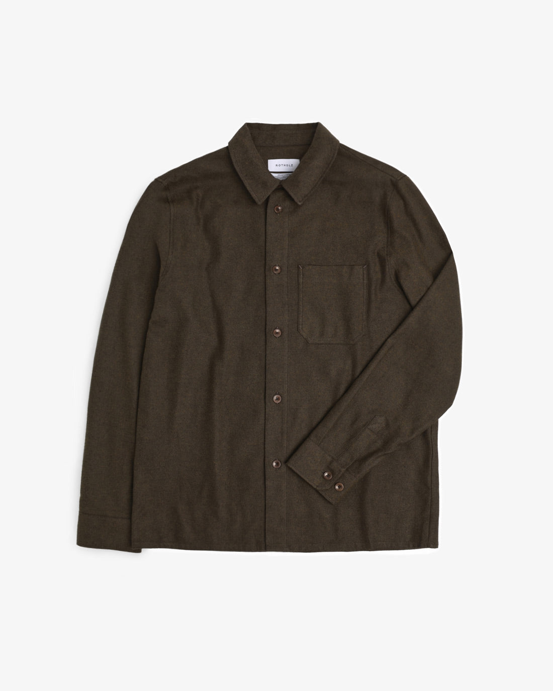 ROTHOLZ - Flannel Casual Shirt Organic Cotton Twill Brown - WERTE FREUNDE