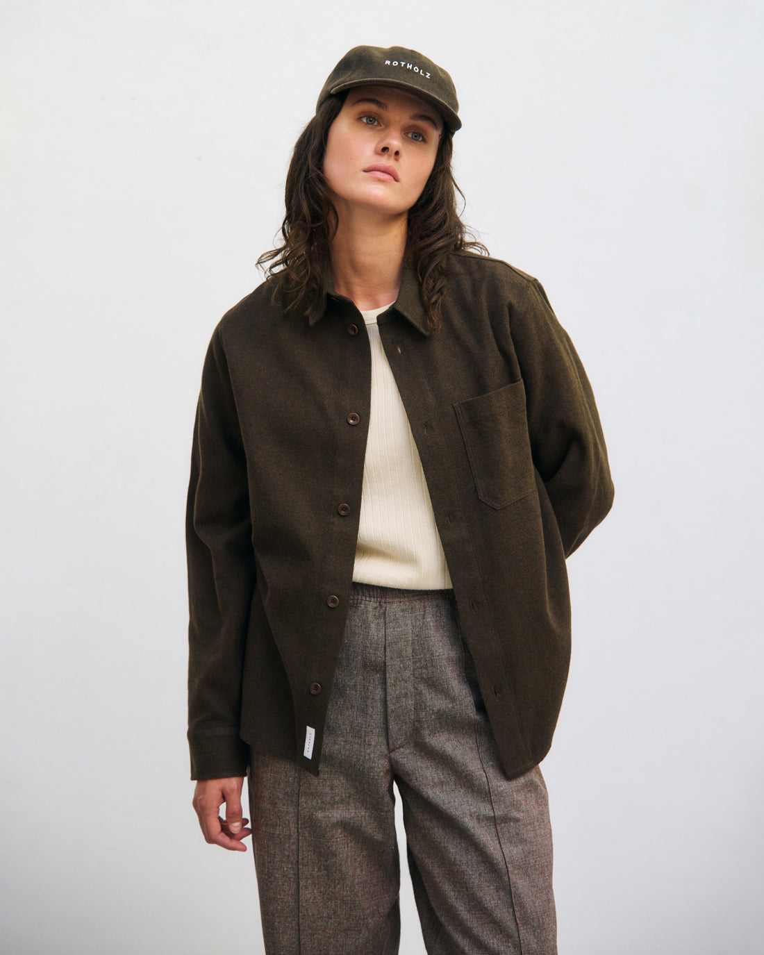 ROTHOLZ - Flannel Casual Shirt Organic Cotton Twill Brown - WERTE FREUNDE