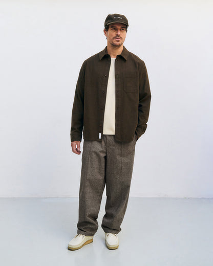 ROTHOLZ - Flannel Casual Shirt Organic Cotton Twill Brown - WERTE FREUNDE