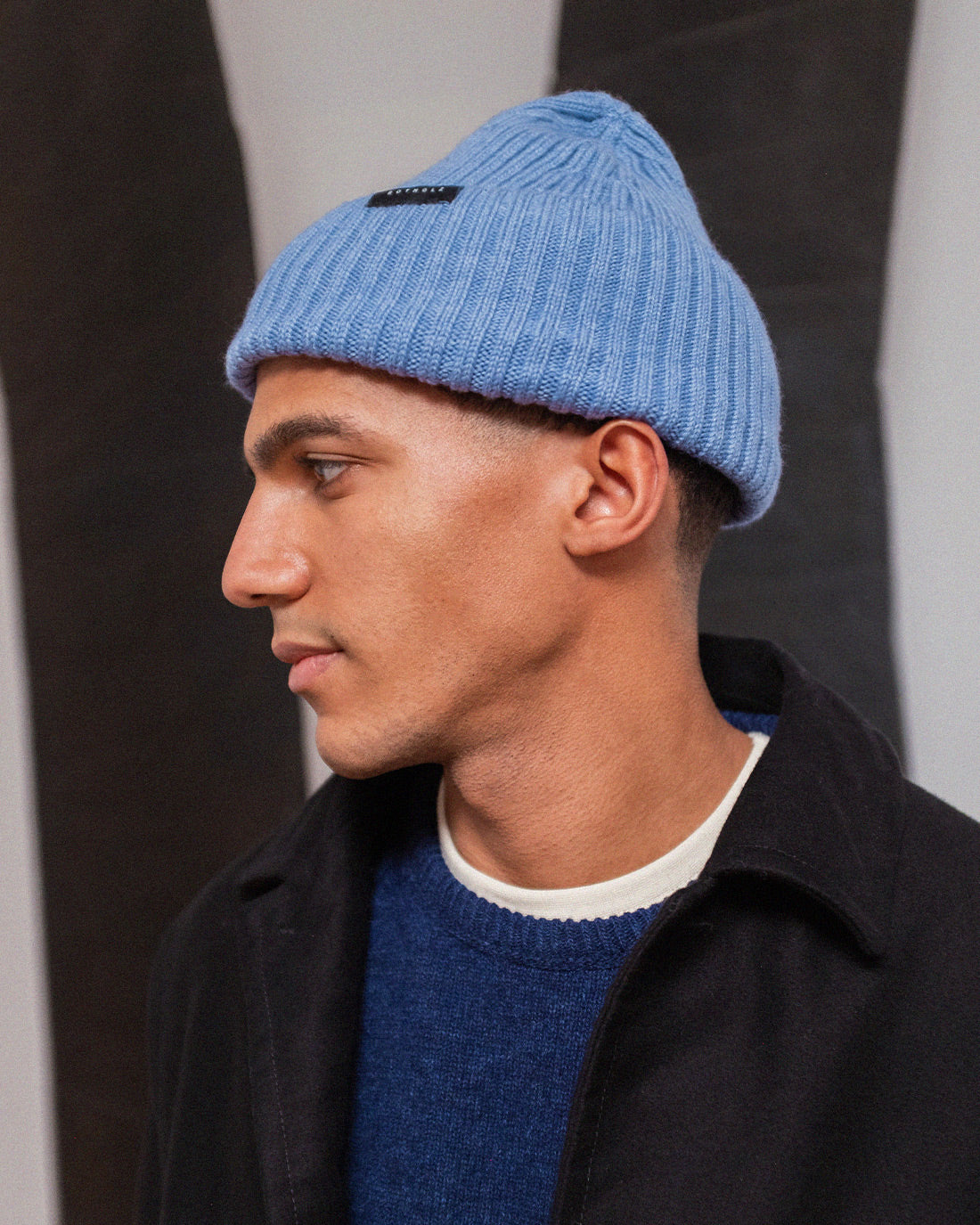 ROTHOLZ - Classic Ribbed Beanie Merino Wool Washed Blue - WERTE FREUNDE