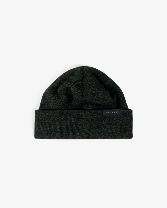 ROTHOLZ - Cropped Ribbed Beanie Merino Wool Warm Anthracite - WERTE FREUNDE