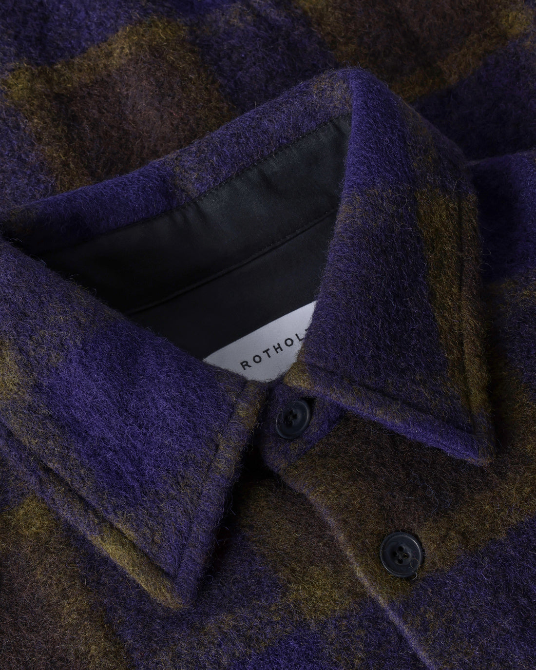 ROTHOLZ - Relaxed Overshirt Wool-Blend Purple Checked - WERTE FREUNDE