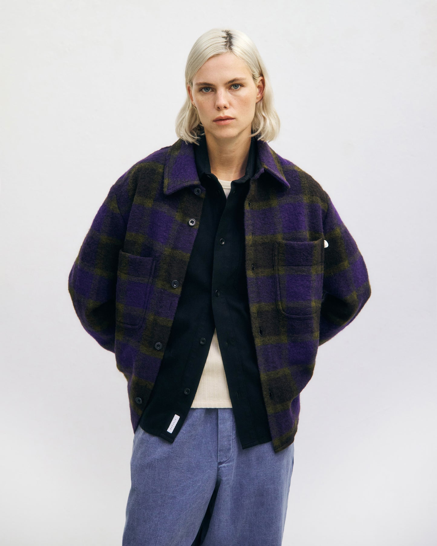 ROTHOLZ - Relaxed Overshirt Wool-Blend Purple Checked - WERTE FREUNDE