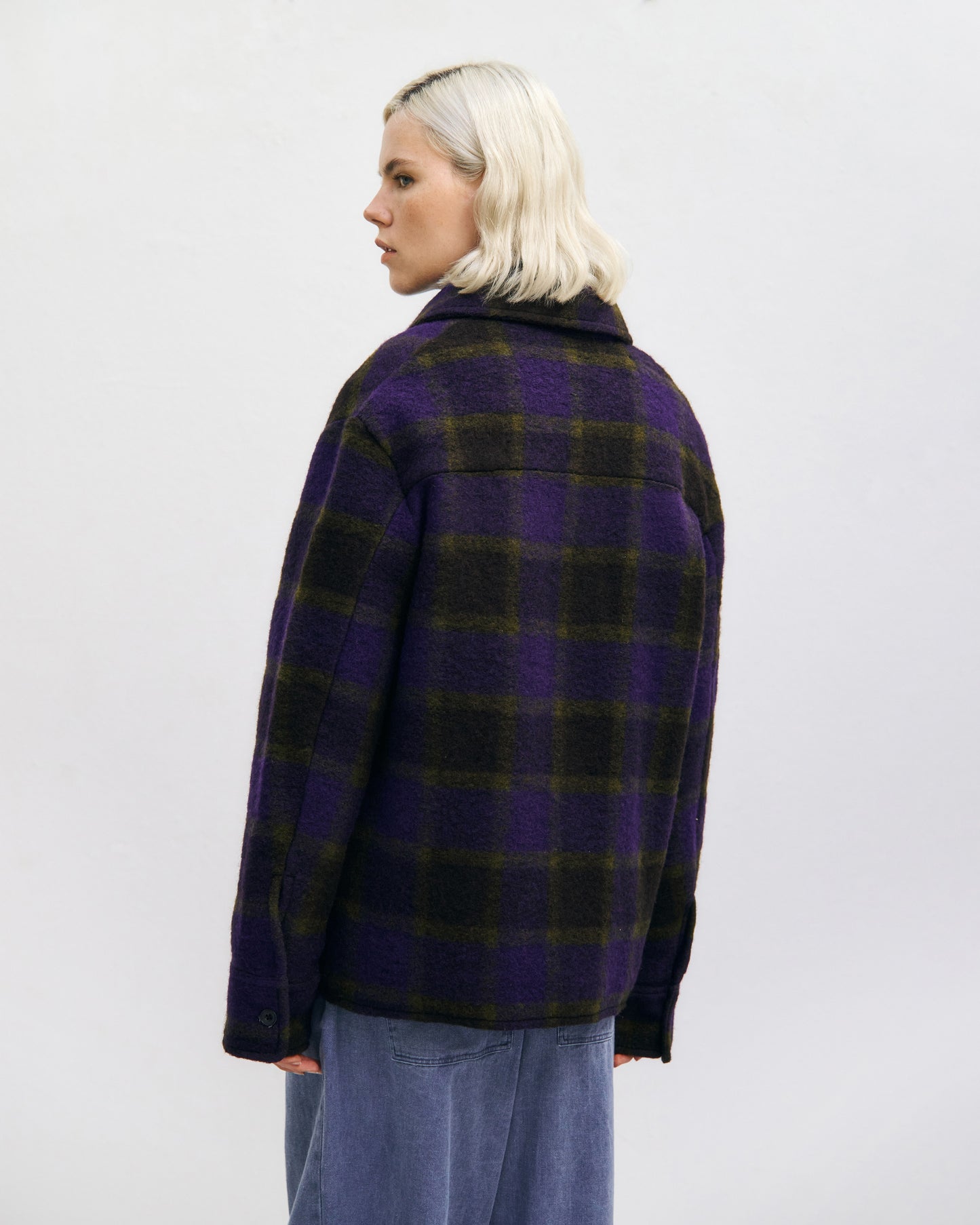 ROTHOLZ - Relaxed Overshirt Wool-Blend Purple Checked - WERTE FREUNDE