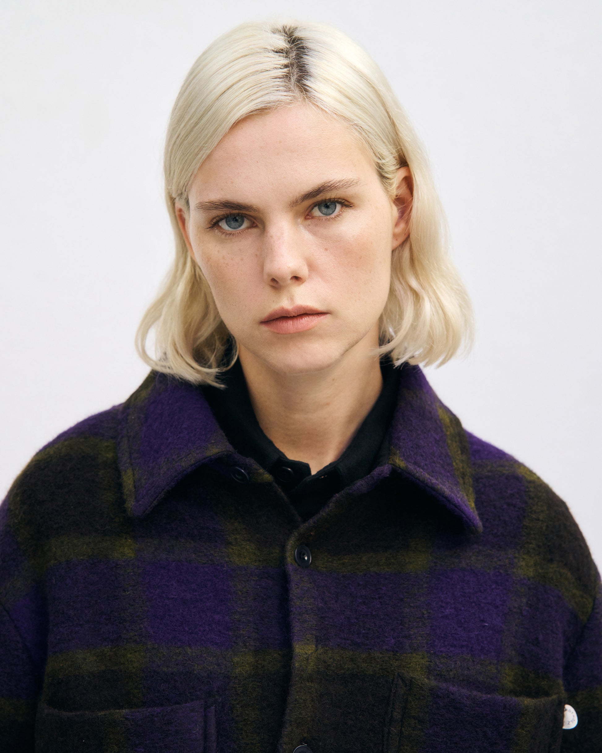 ROTHOLZ - Relaxed Overshirt Wool-Blend Purple Checked - WERTE FREUNDE