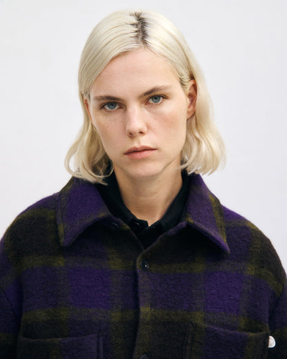 ROTHOLZ - Relaxed Overshirt Wool-Blend Purple Checked - WERTE FREUNDE