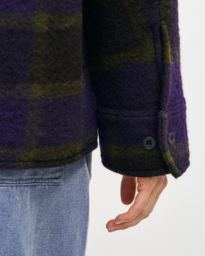 ROTHOLZ - Relaxed Overshirt Wool-Blend Purple Checked - WERTE FREUNDE