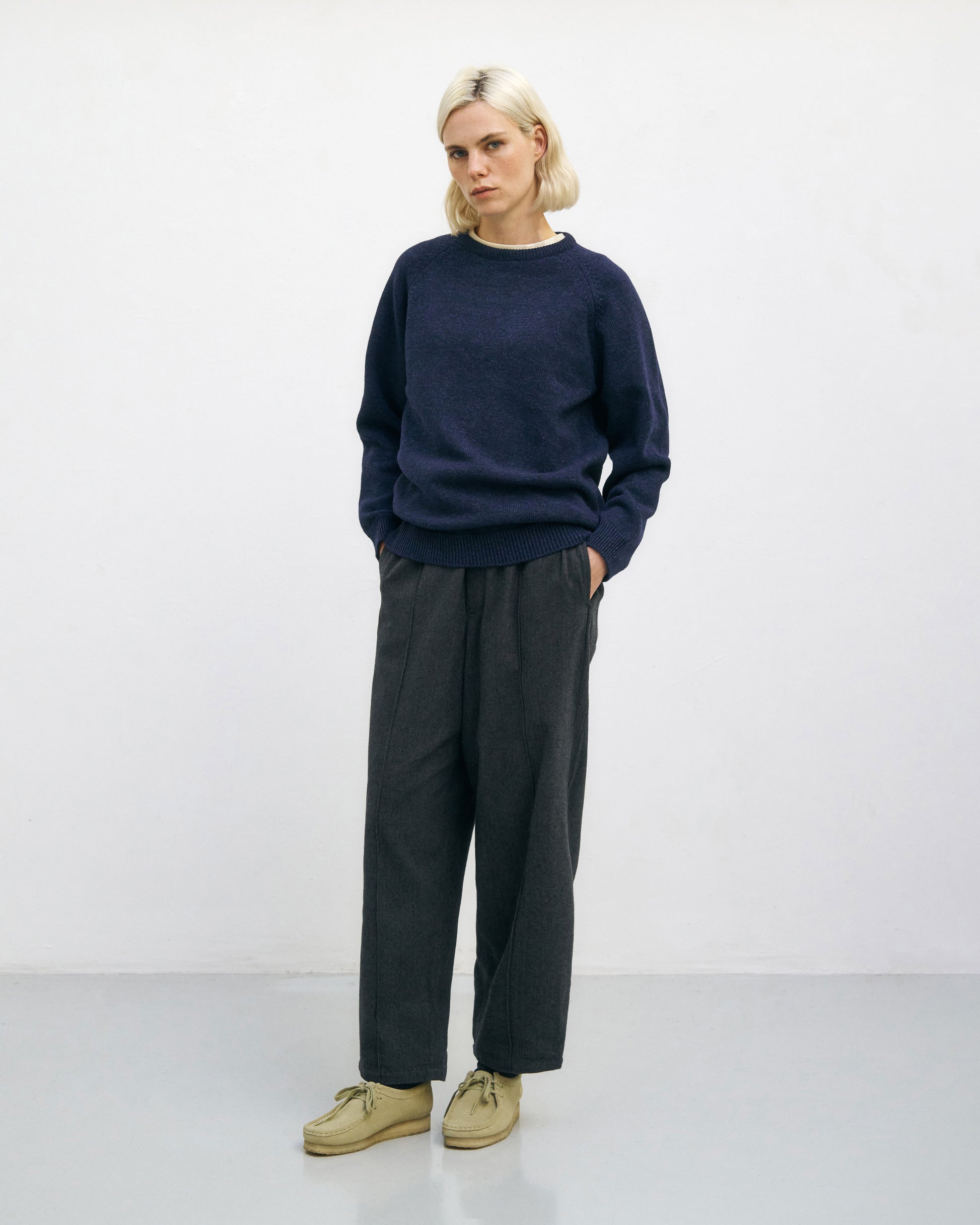 ROTHOLZ - Smiling Knit Sweater Wool-Blend Blue Melange - WERTE FREUNDE