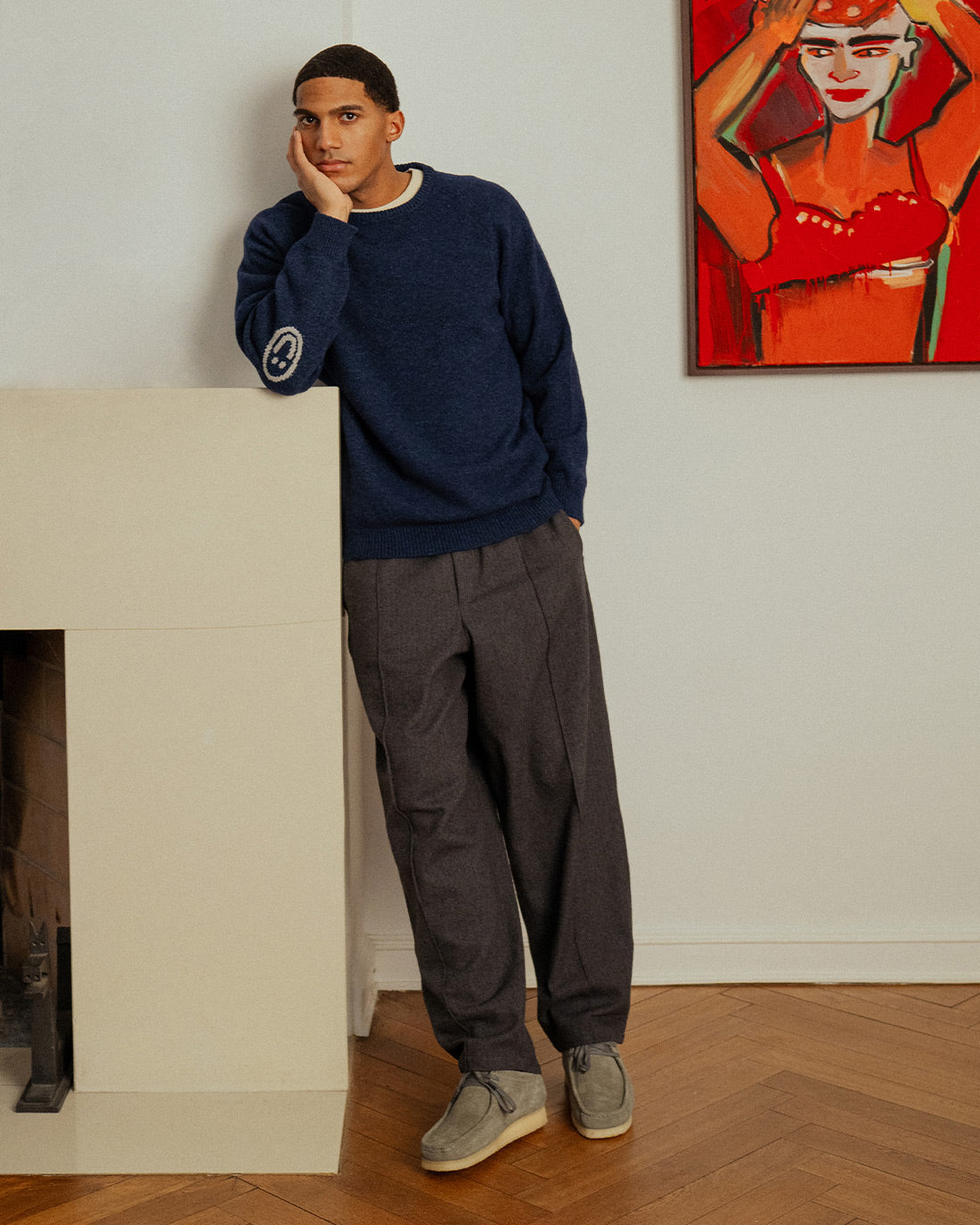 ROTHOLZ - Smiling Knit Sweater Wool-Blend Blue Melange - WERTE FREUNDE