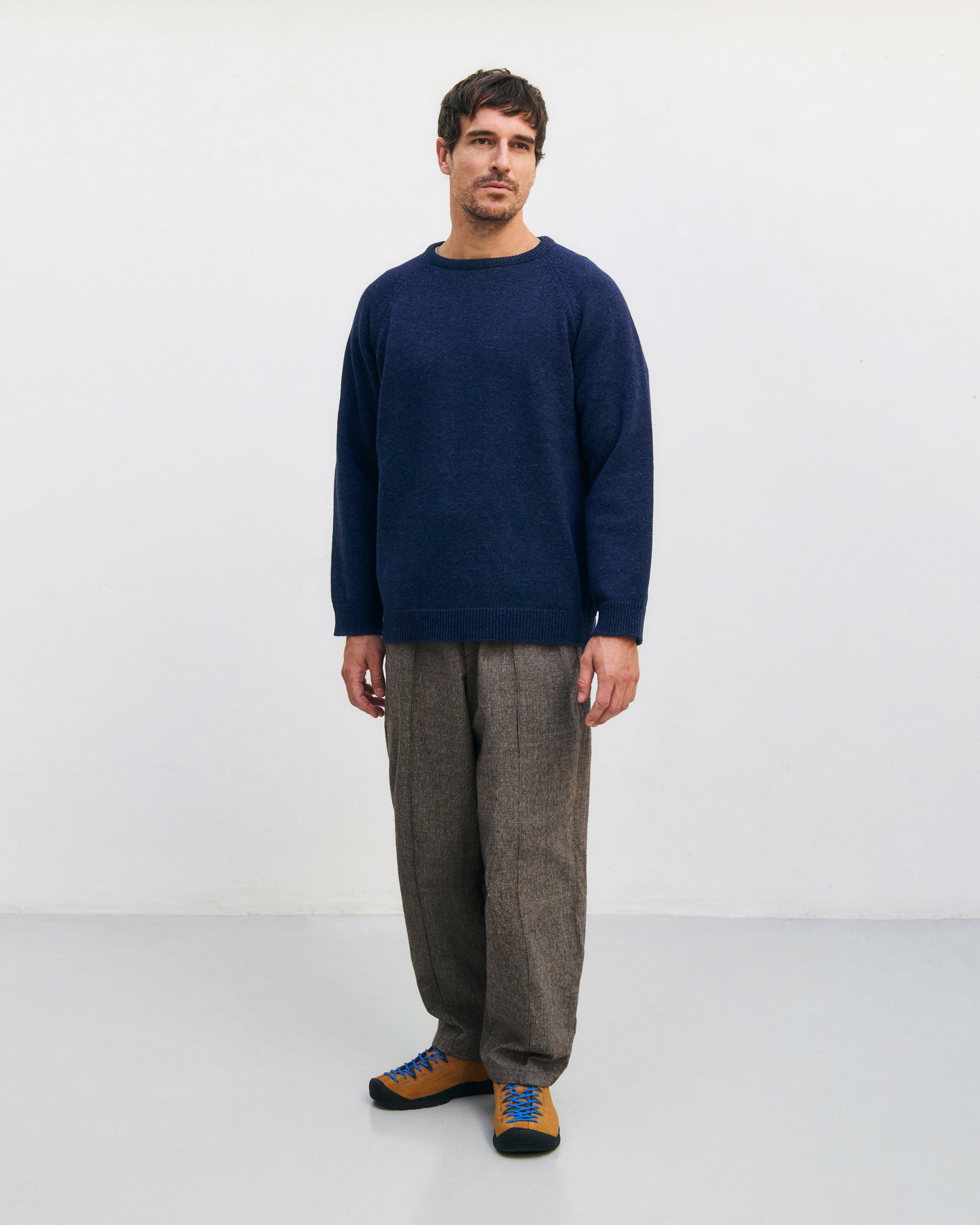 ROTHOLZ - Smiling Knit Sweater Wool-Blend Blue Melange - WERTE FREUNDE