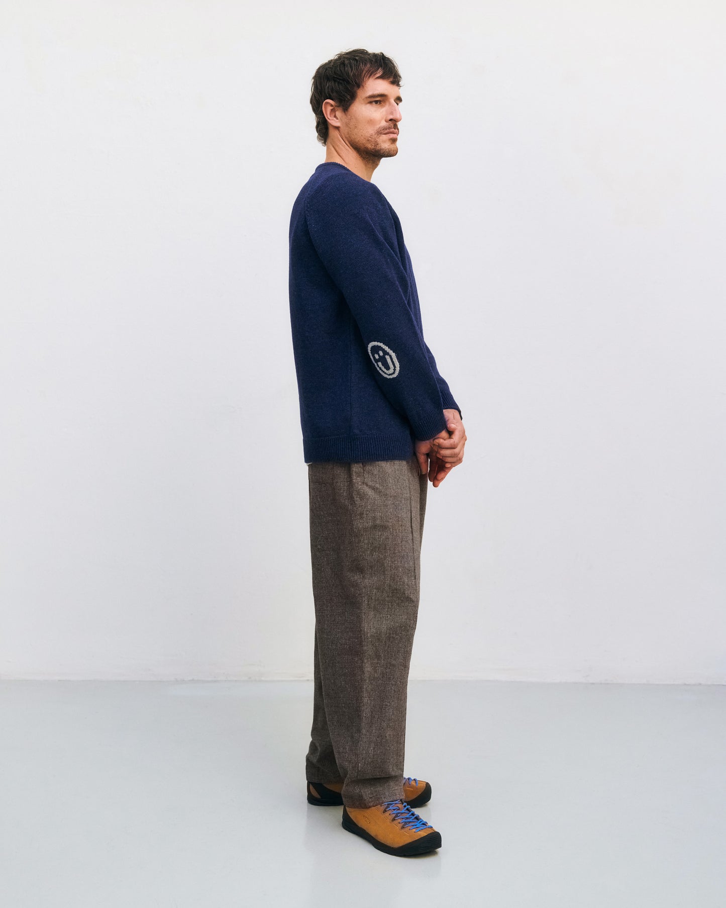 ROTHOLZ - Smiling Knit Sweater Wool-Blend Blue Melange - WERTE FREUNDE