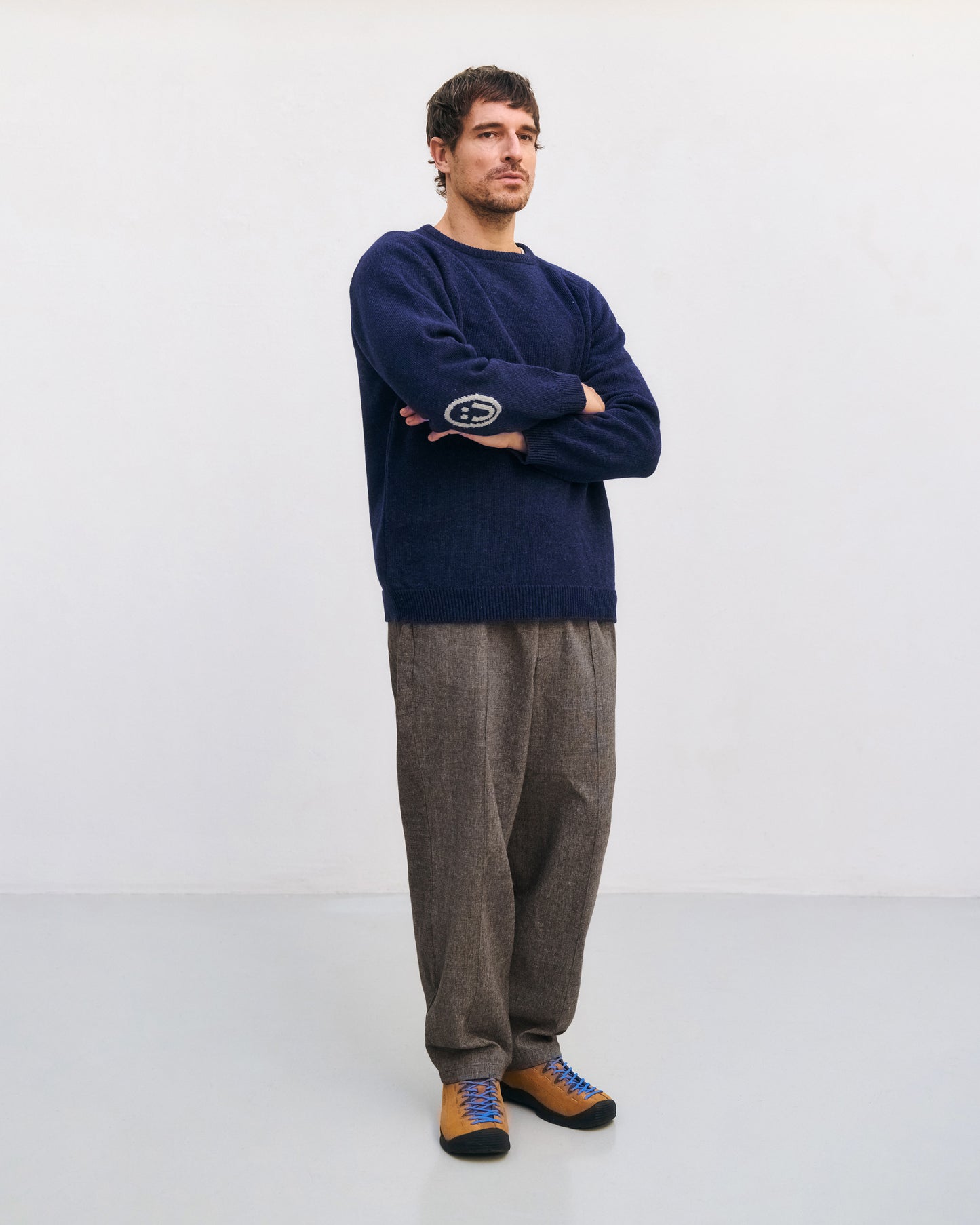 ROTHOLZ - Smiling Knit Sweater Wool-Blend Blue Melange - WERTE FREUNDE