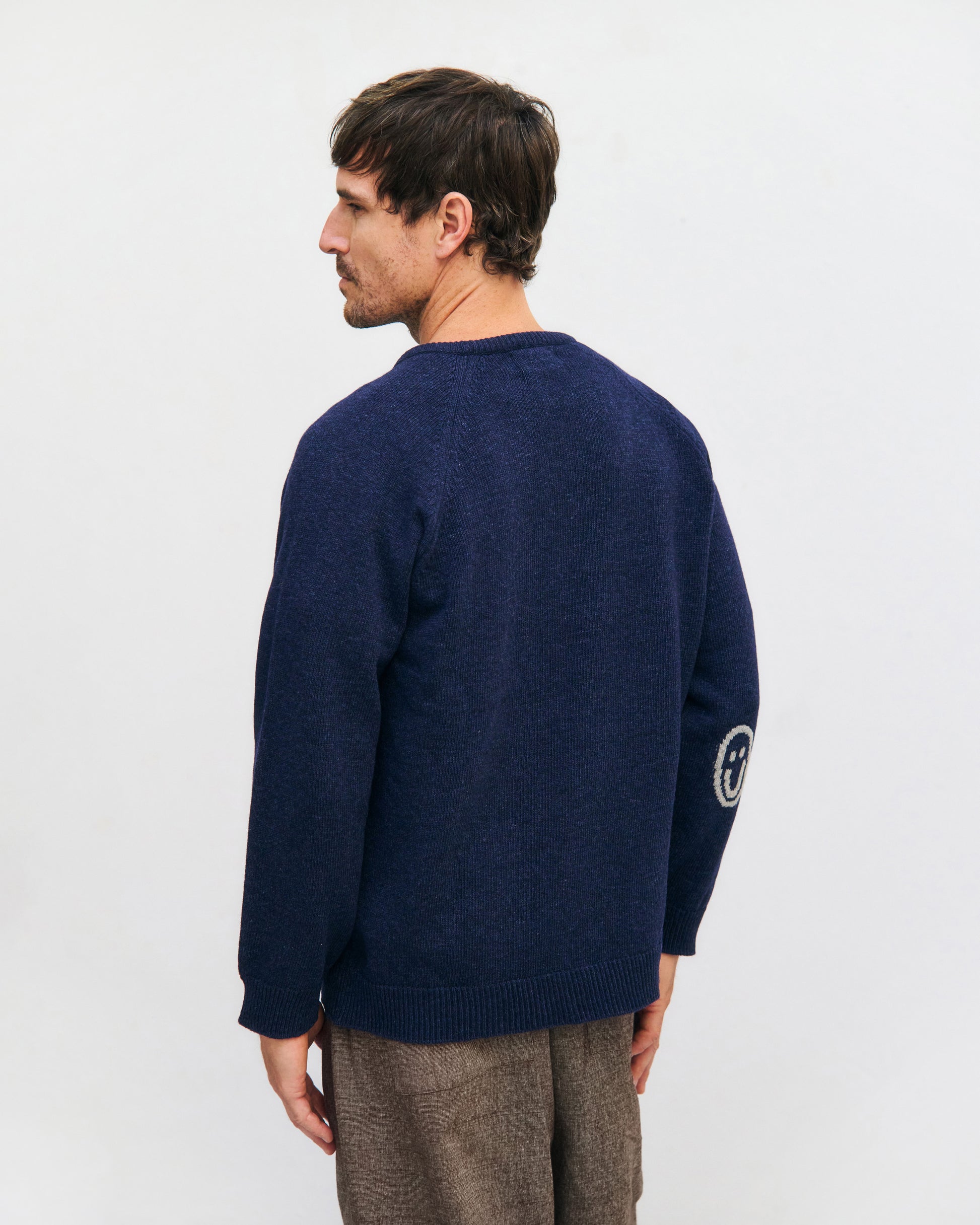 ROTHOLZ - Smiling Knit Sweater Wool-Blend Blue Melange - WERTE FREUNDE