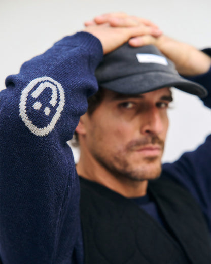 ROTHOLZ - Smiling Knit Sweater Wool-Blend Blue Melange - WERTE FREUNDE