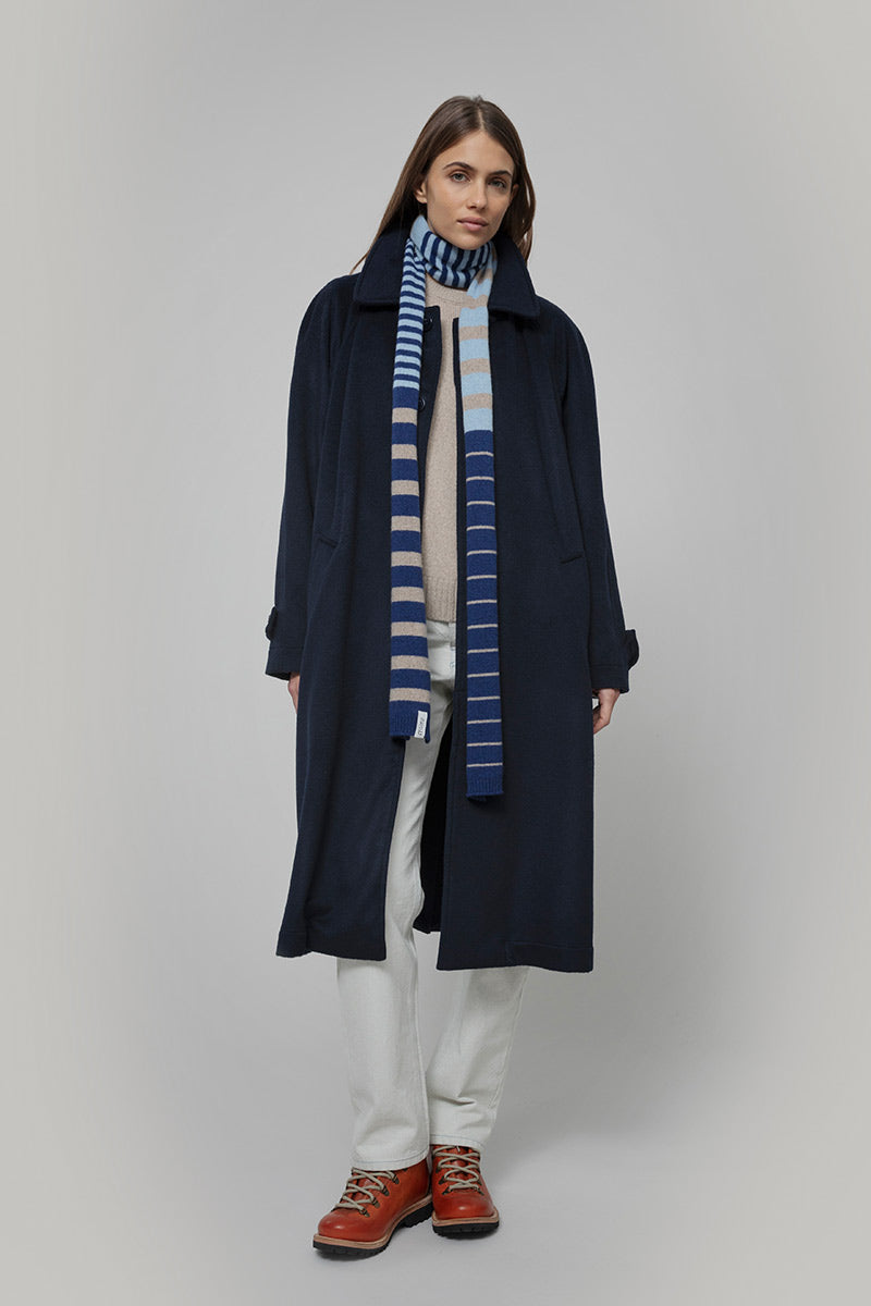 Rifo - Rino Cashmere Striped Skinny Scarf Multicolor Blue