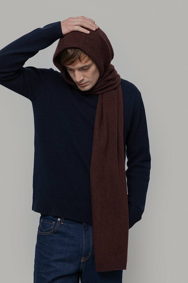 Rifo - Ilenia Cashmere Hooded Scarf Brown Caffè