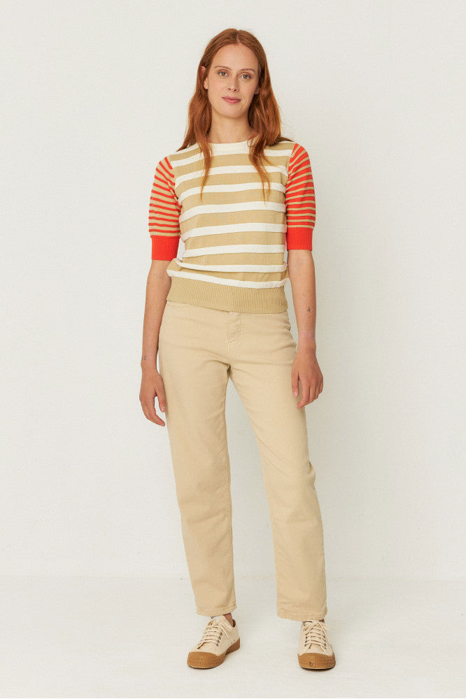 SKFK - MUIKE SWEATER MULTICOLOUR CREAM-SAND-RED - WERTE FREUNDE