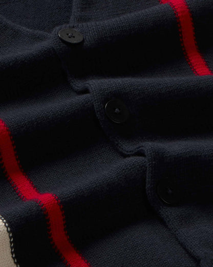 Thinking MU - STRIPES CREED KNITTED CARDIGAN MULTICOLOR - WERTE FREUNDE