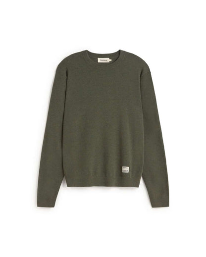 Thinking MU - DARK GREEN LUCIEN KNITTED SWEATER GREEN - WERTE FREUNDE