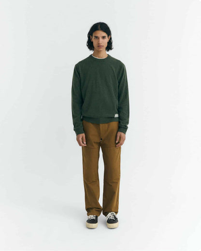 Thinking MU - DARK GREEN LUCIEN KNITTED SWEATER GREEN - WERTE FREUNDE