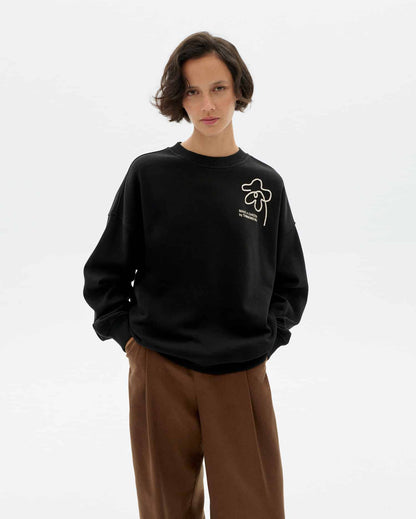 Thinking MU - FLOWER ROPE BLACK JIMENA SWEATSHIRT BLACK - WERTE FREUNDE
