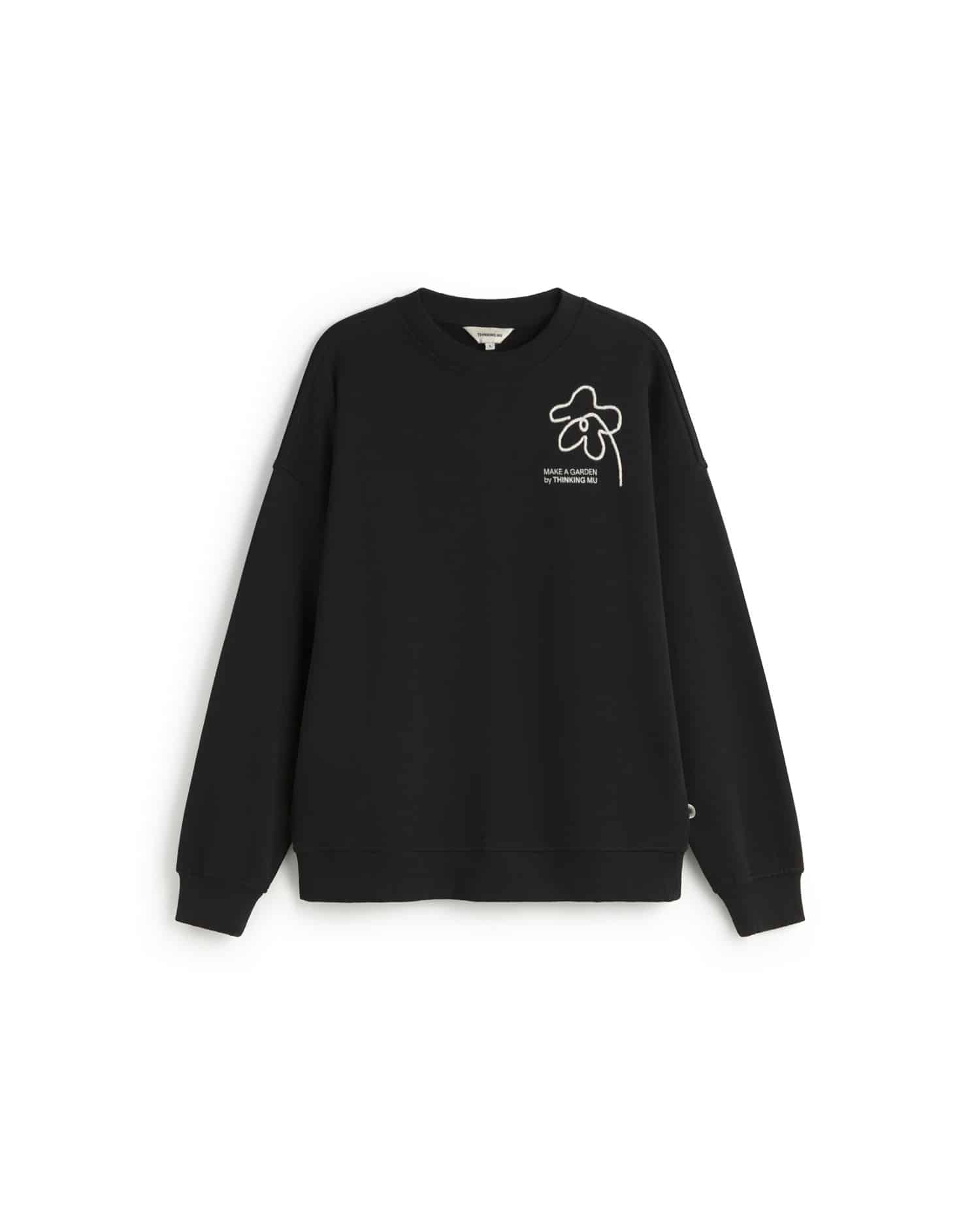 Thinking MU - FLOWER ROPE BLACK JIMENA SWEATSHIRT BLACK - WERTE FREUNDE