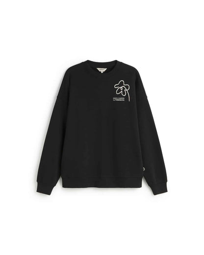 Thinking MU - FLOWER ROPE BLACK JIMENA SWEATSHIRT BLACK - WERTE FREUNDE