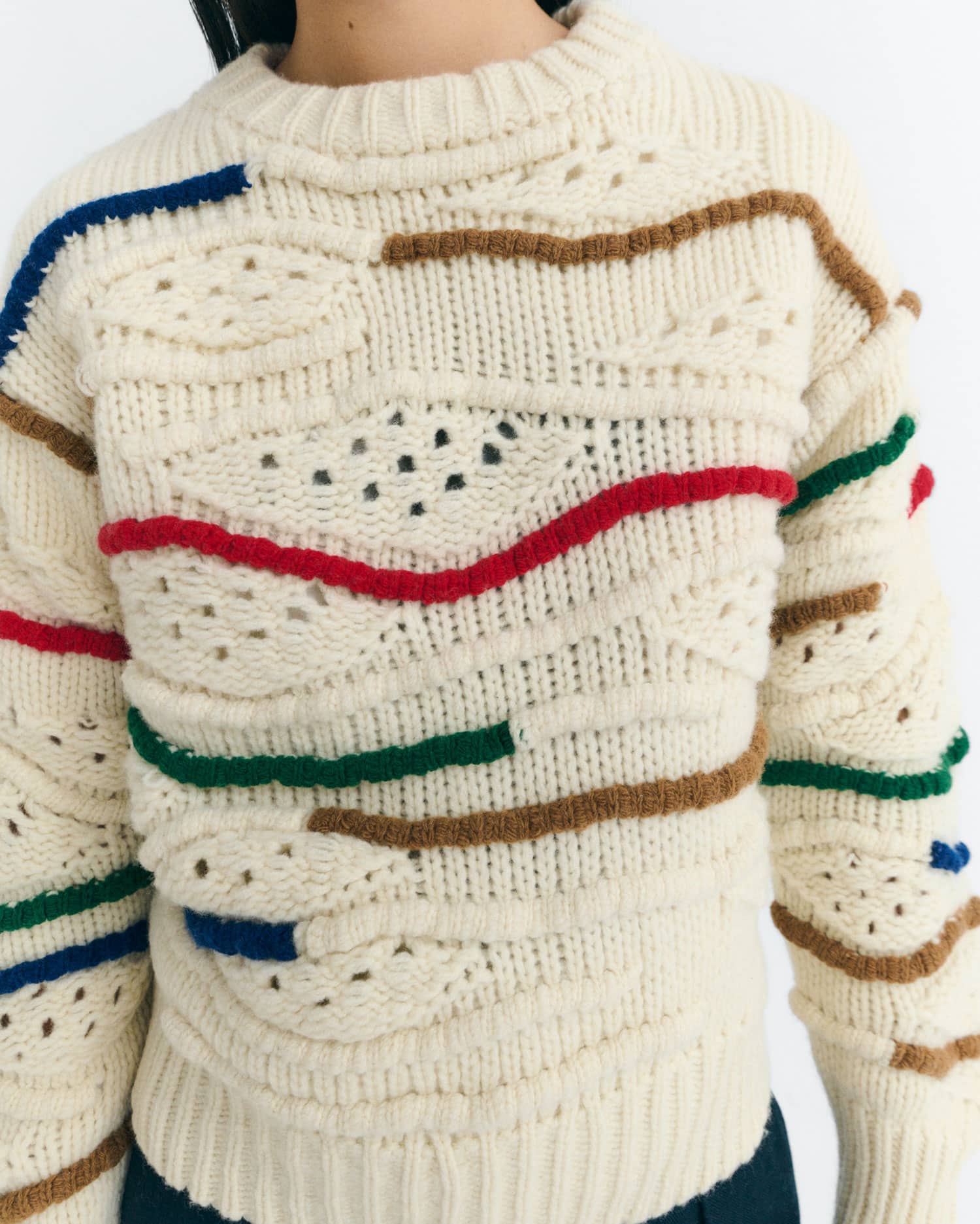 Thinking MU - MULTICOLOR MACRAME CANDELA KNITTED SWEATER MULTICOLOR - WERTE FREUNDE