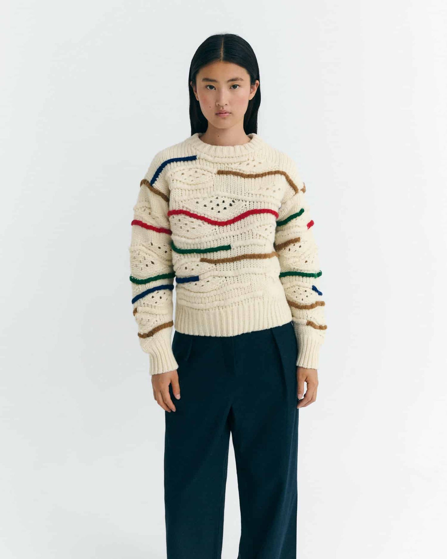 Thinking MU - MULTICOLOR MACRAME CANDELA KNITTED SWEATER MULTICOLOR - WERTE FREUNDE
