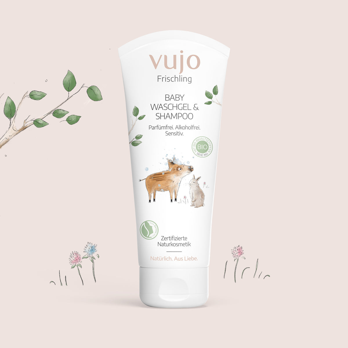 vujo - Baby Waschgel & Shampoo 200ml - WERTE FREUNDE