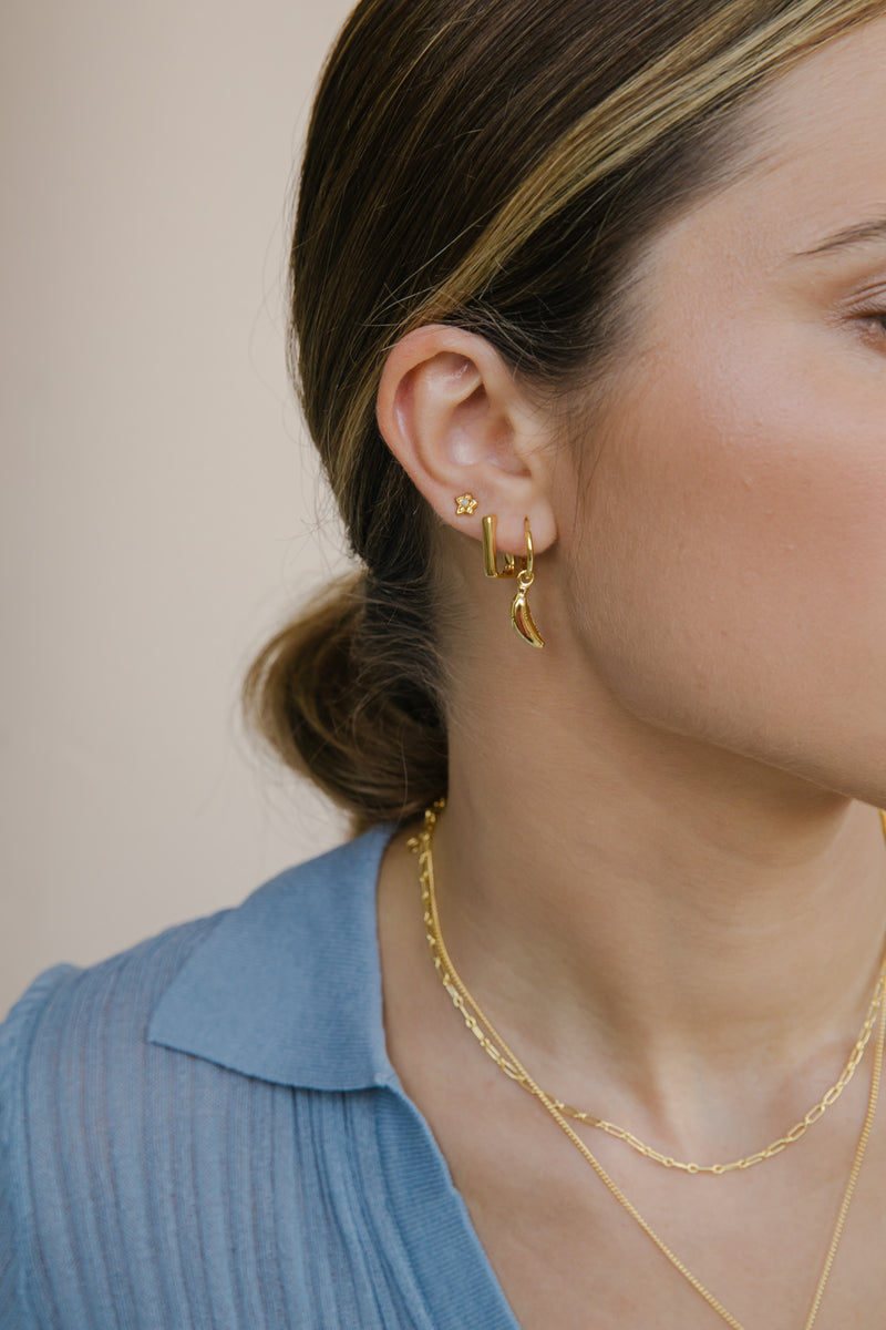 WILDTHINGS - basic retangle hoop gold plated 1 St. - WERTE FREUNDE