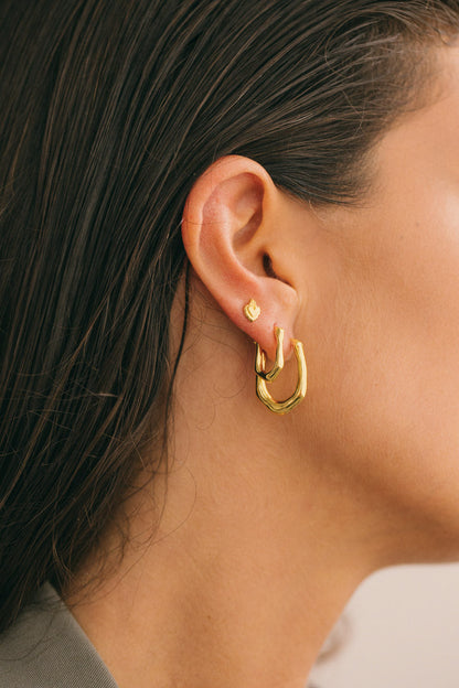 WILDTHINGS - Organic oval hoop gold plated (10mm) 1 Paar - WERTE FREUNDE