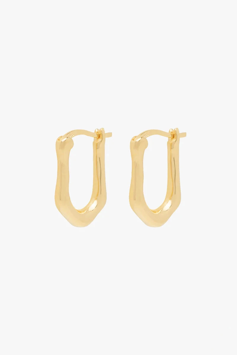 WILDTHINGS - Organic oval hoop gold plated (10mm) 1 Paar - WERTE FREUNDE